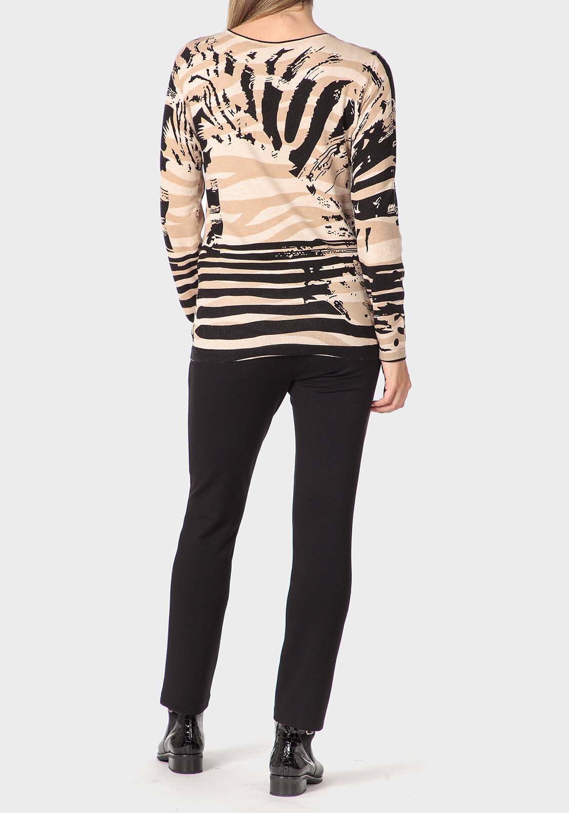 Punt Roma Animal Print Sweater - Beige 4 Shaws Department Stores