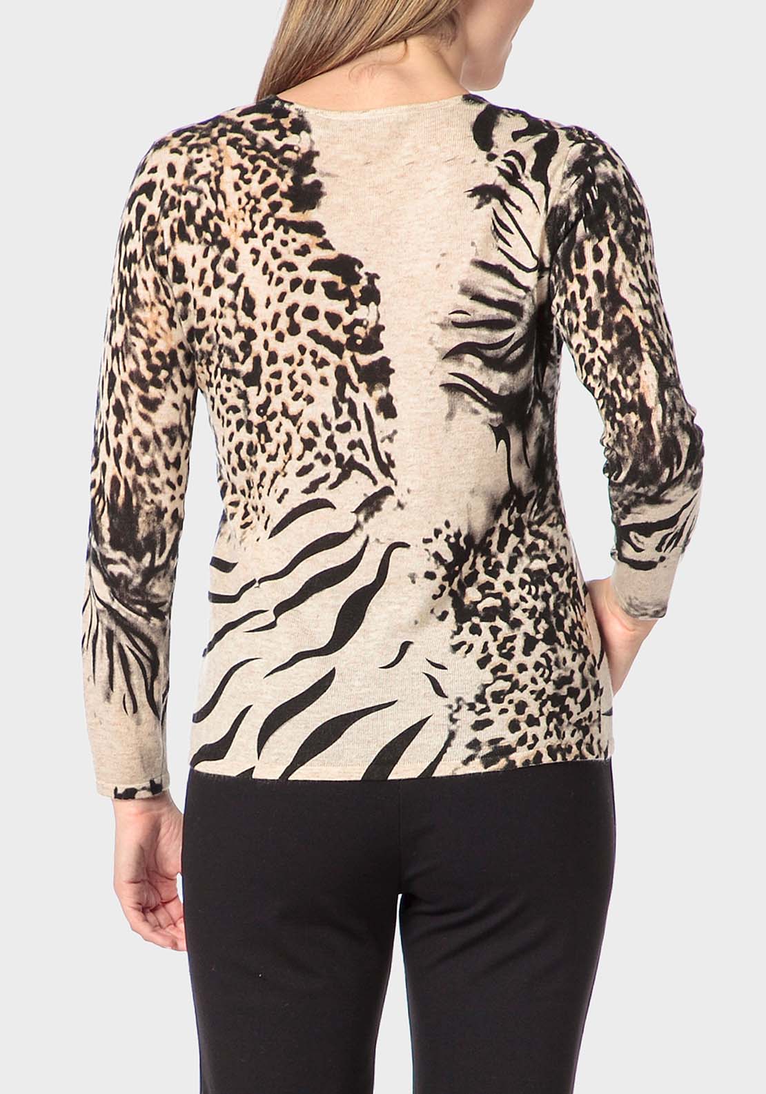 Punt Roma Animal Print Sweater - Beige / Grey 2 Shaws Department Stores