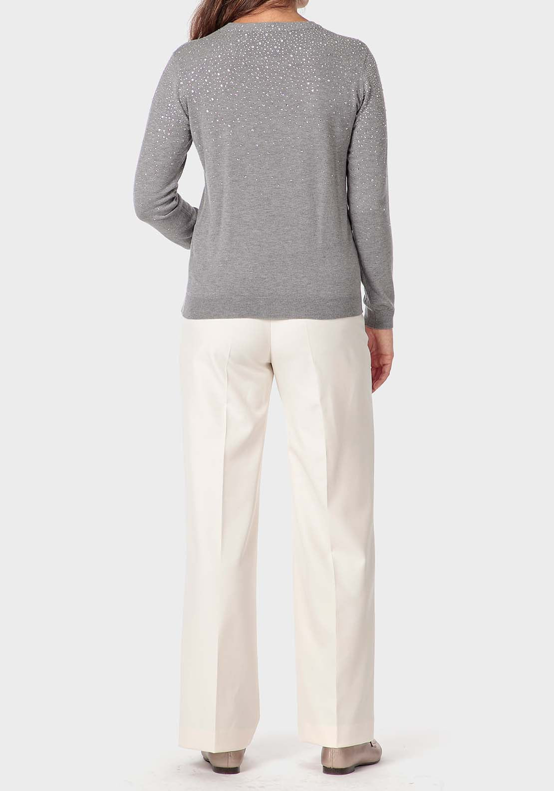 Punt Roma Rhinestone Fantasy Sweater - Grey 4 Shaws Department Stores