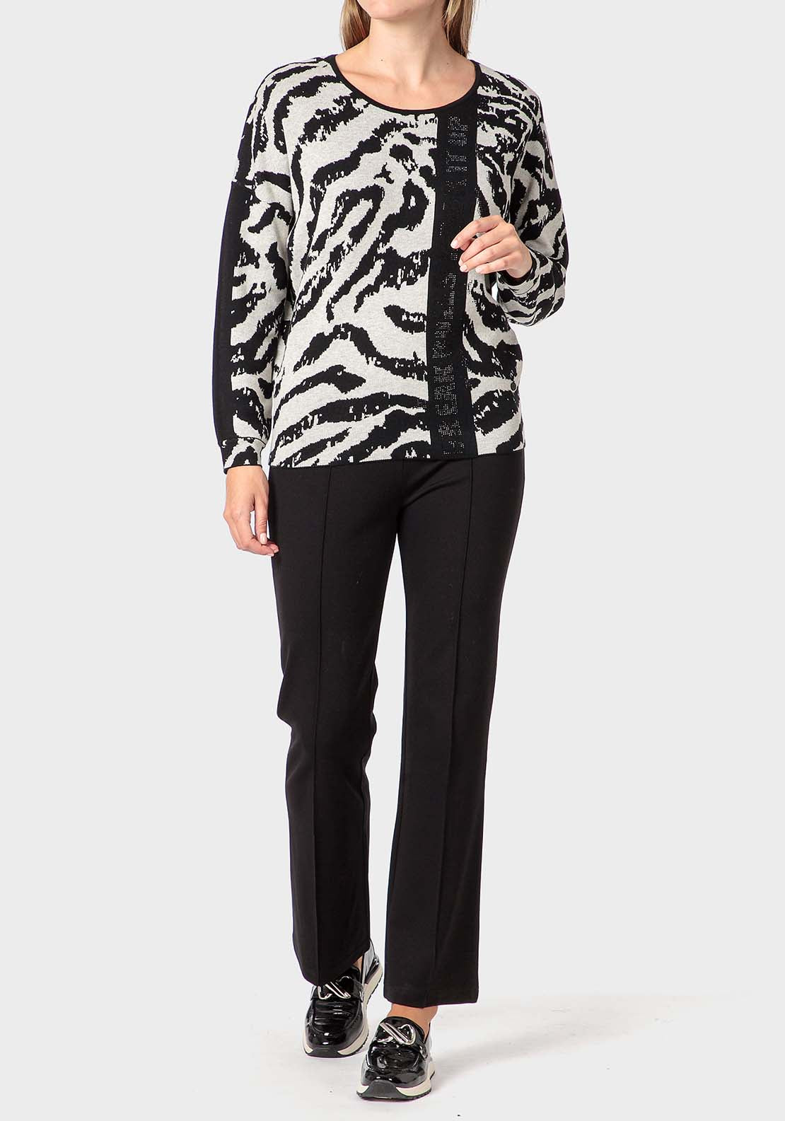 Punt Roma Jacquard Sweater - Black 3 Shaws Department Stores