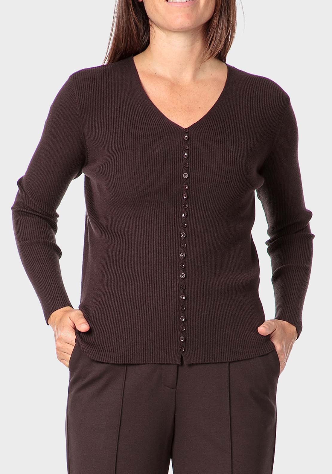 Punt Roma Ribbed Sweater - Brown 1 Shaws Department Stores