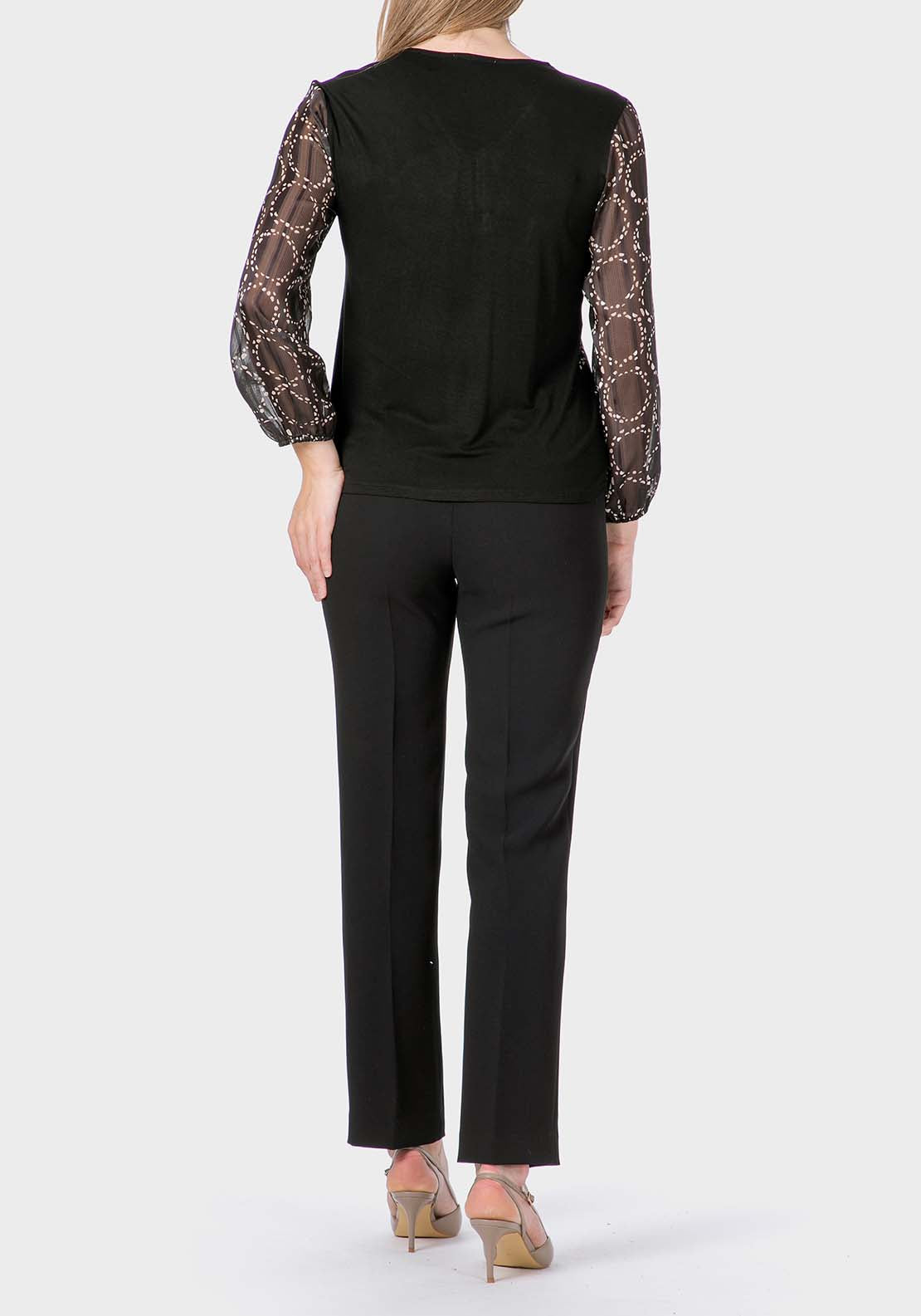 Crepe Trousers With Elastic - Black