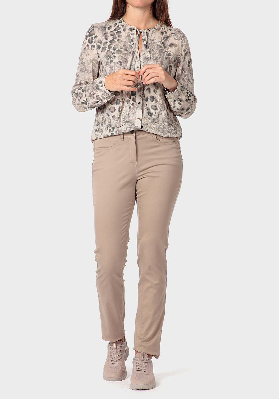Punt Roma Lyocell Trousers - Brown 3 Shaws Department Stores