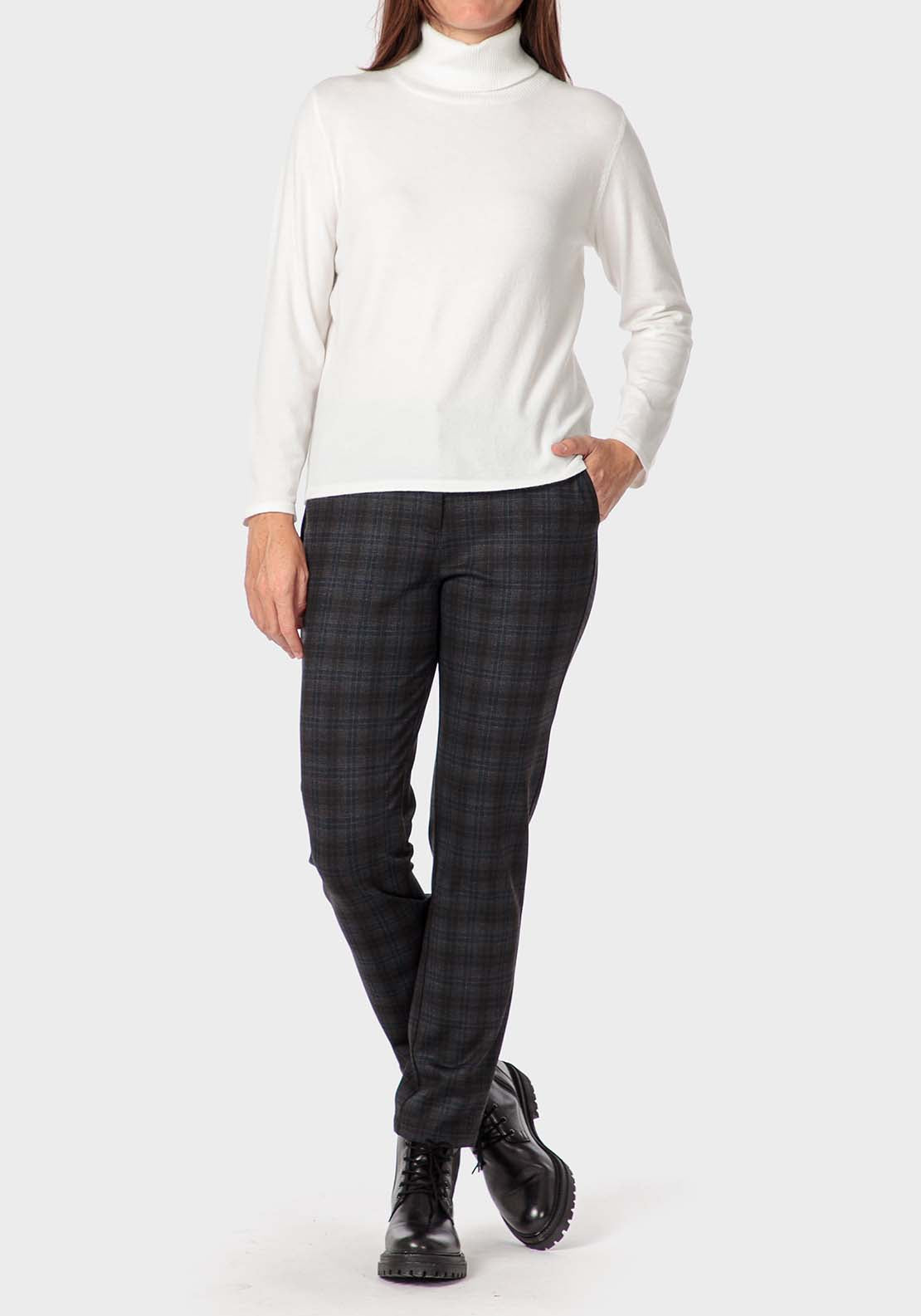 Punt Roma Checked Trousers - Blue Navy 4 Shaws Department Stores