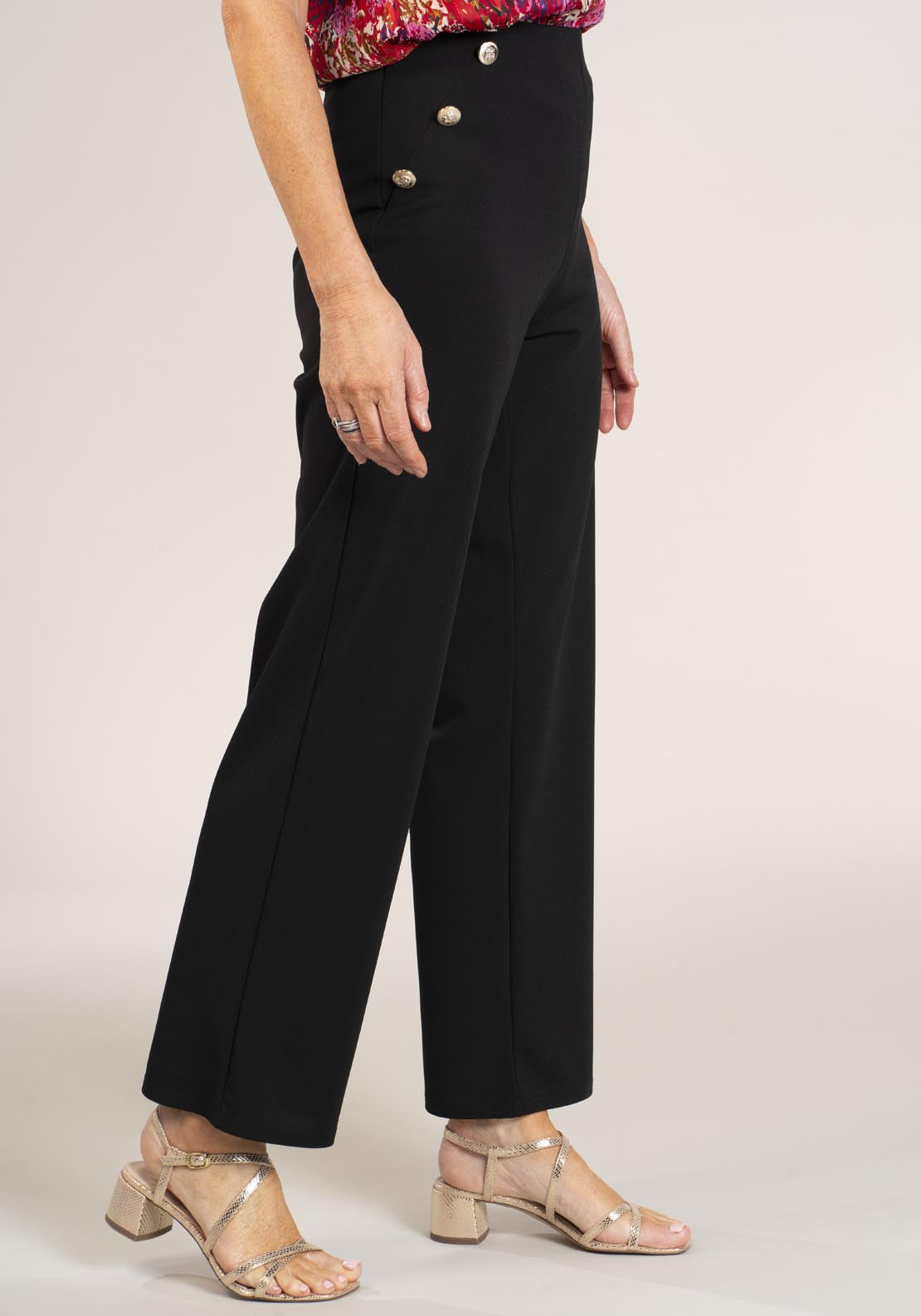 Naoise Gold Button Trousers - Black 5 Shaws Department Stores