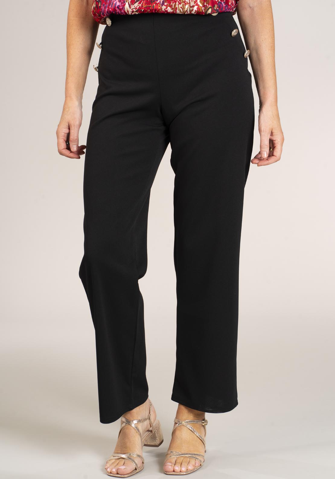 Naoise Gold Button Trousers - Black 3 Shaws Department Stores