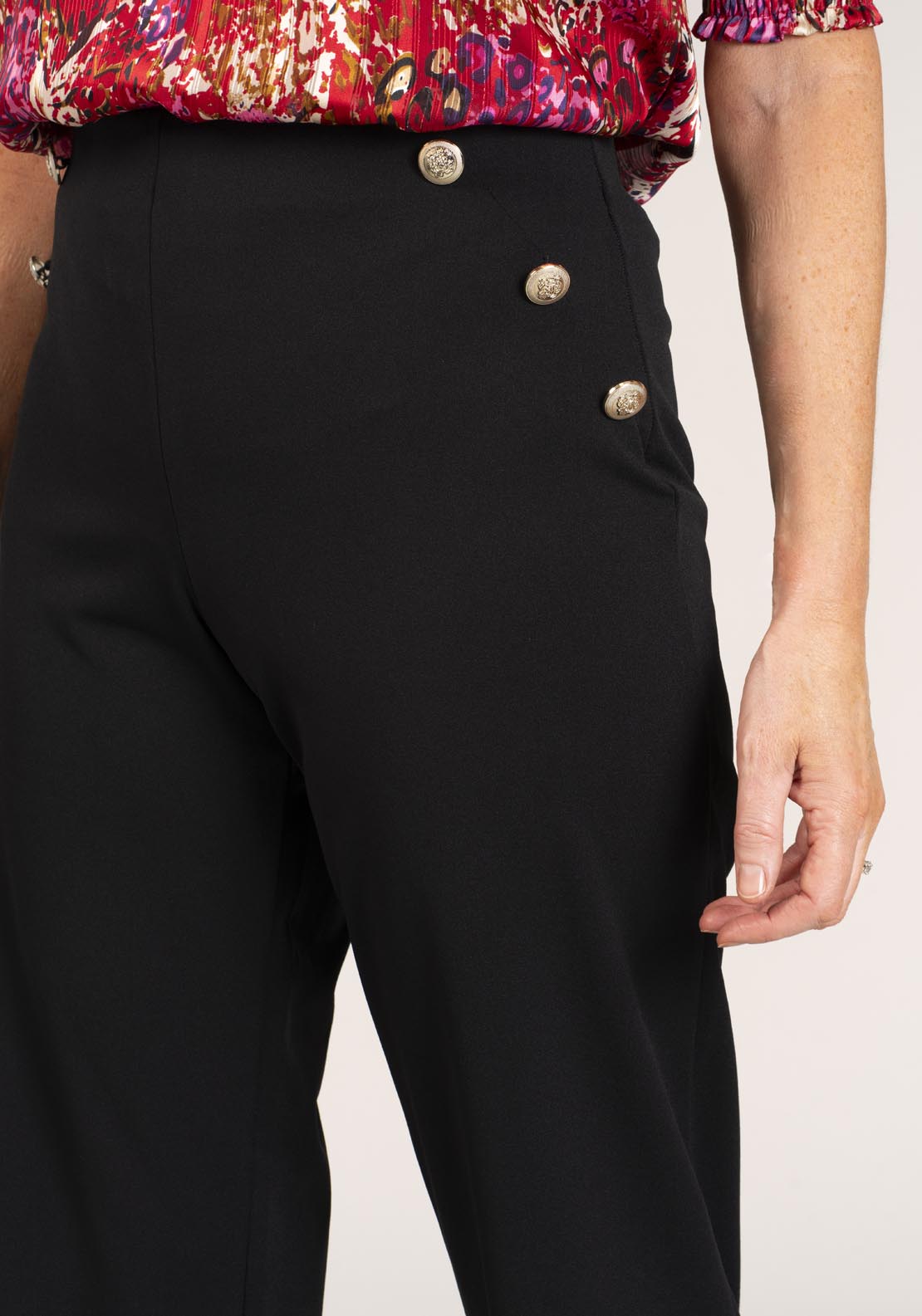 Naoise Gold Button Trousers - Black 2 Shaws Department Stores