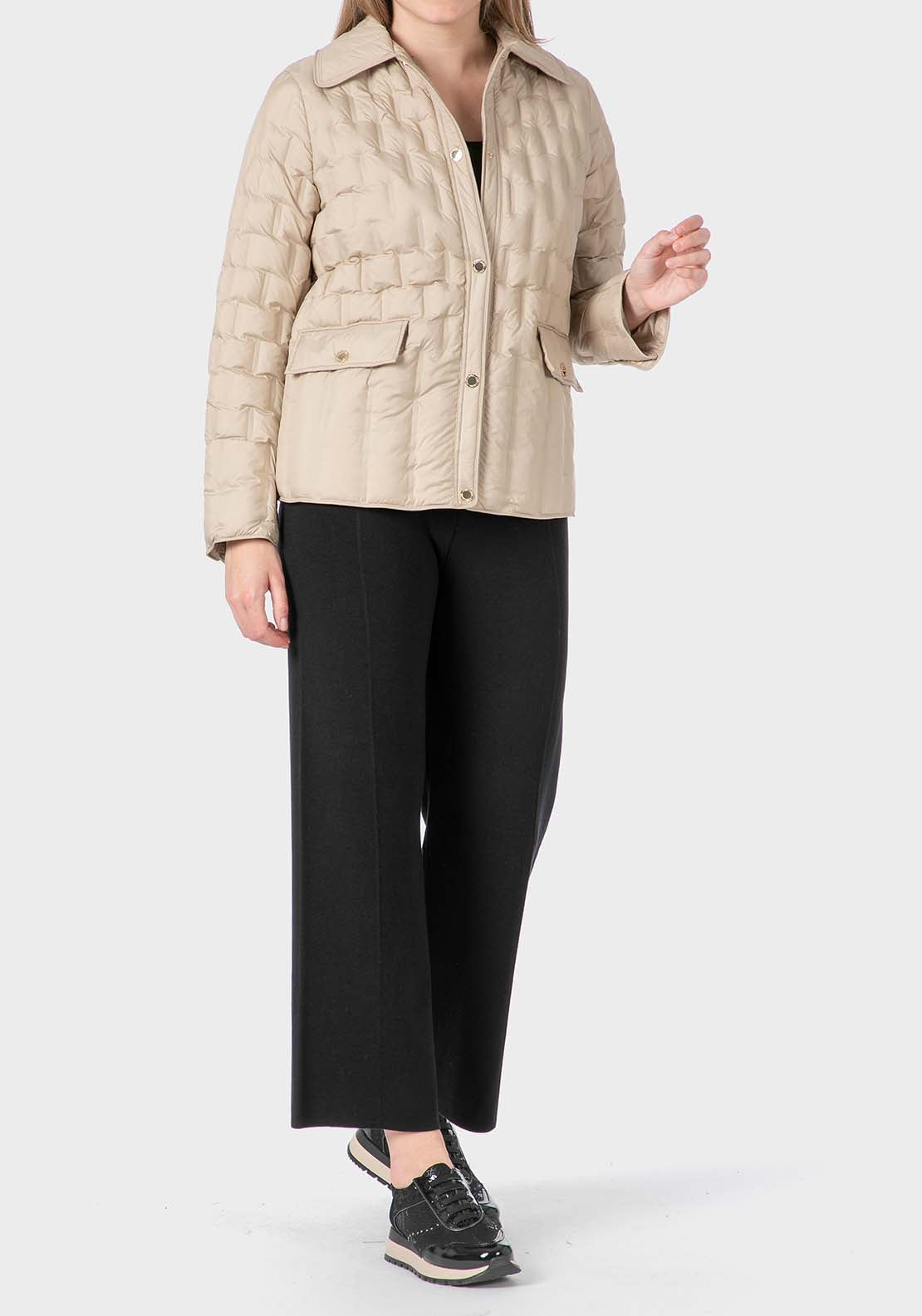 Punt Roma Short Padded Parka - Beige 3 Shaws Department Stores