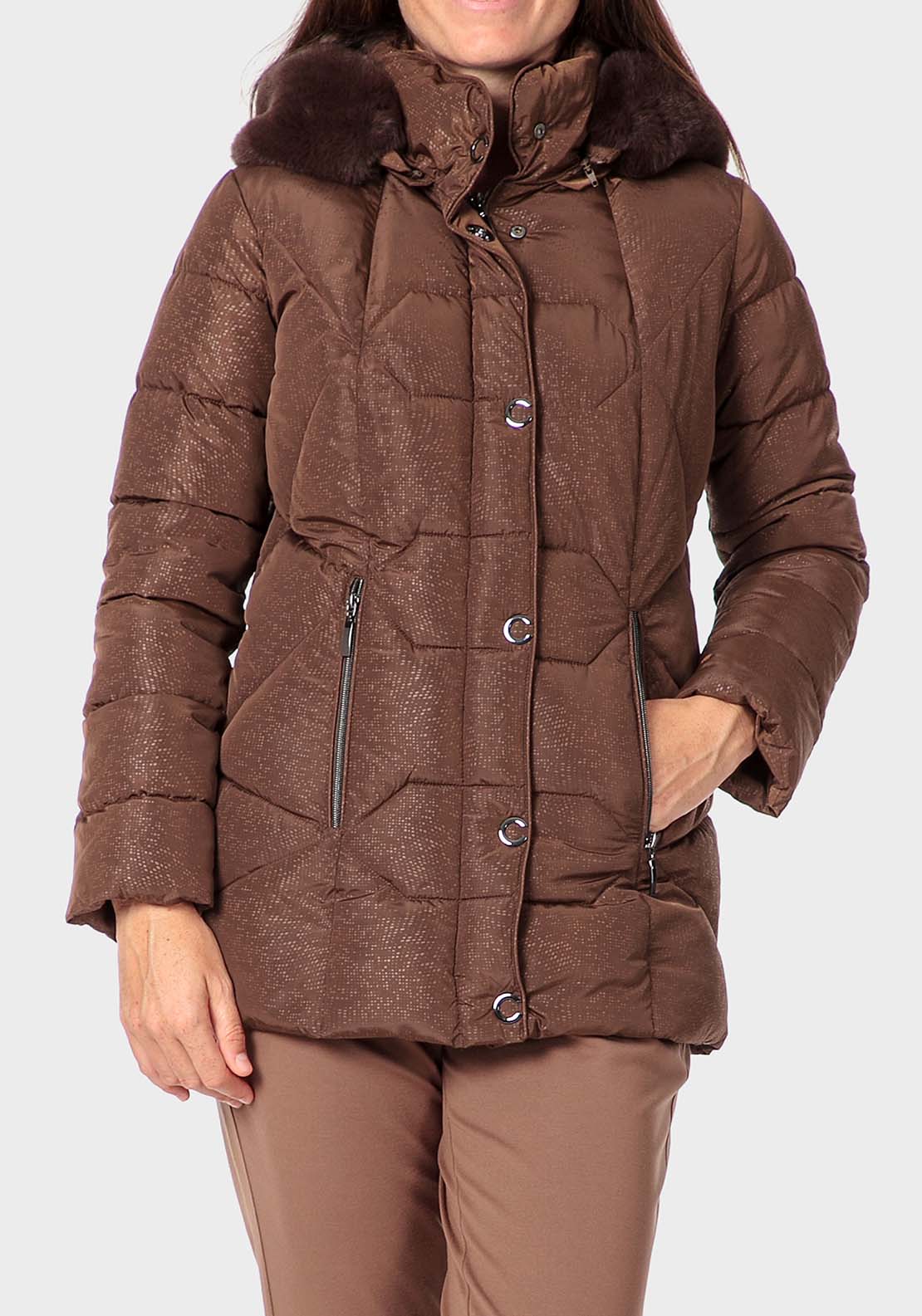 Punt Roma Fantasy Parka - Brown 1 Shaws Department Stores