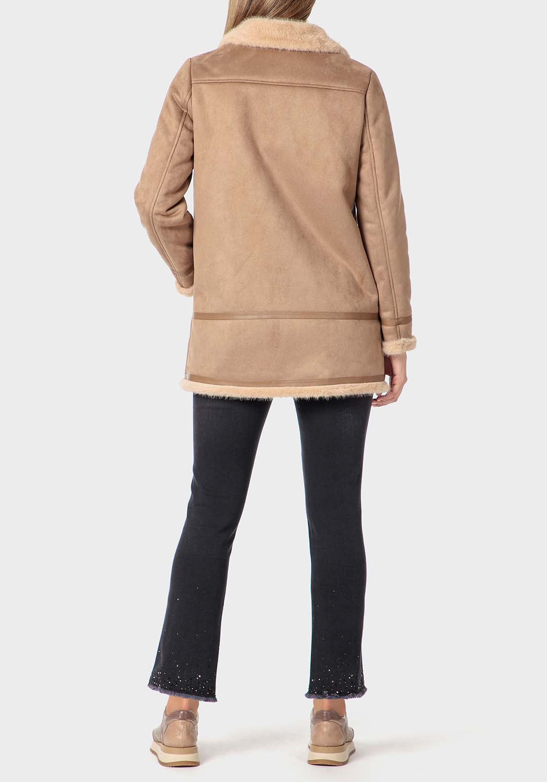 Punt Roma Three Quarter Length Coat - Beige 4 Shaws Department Stores