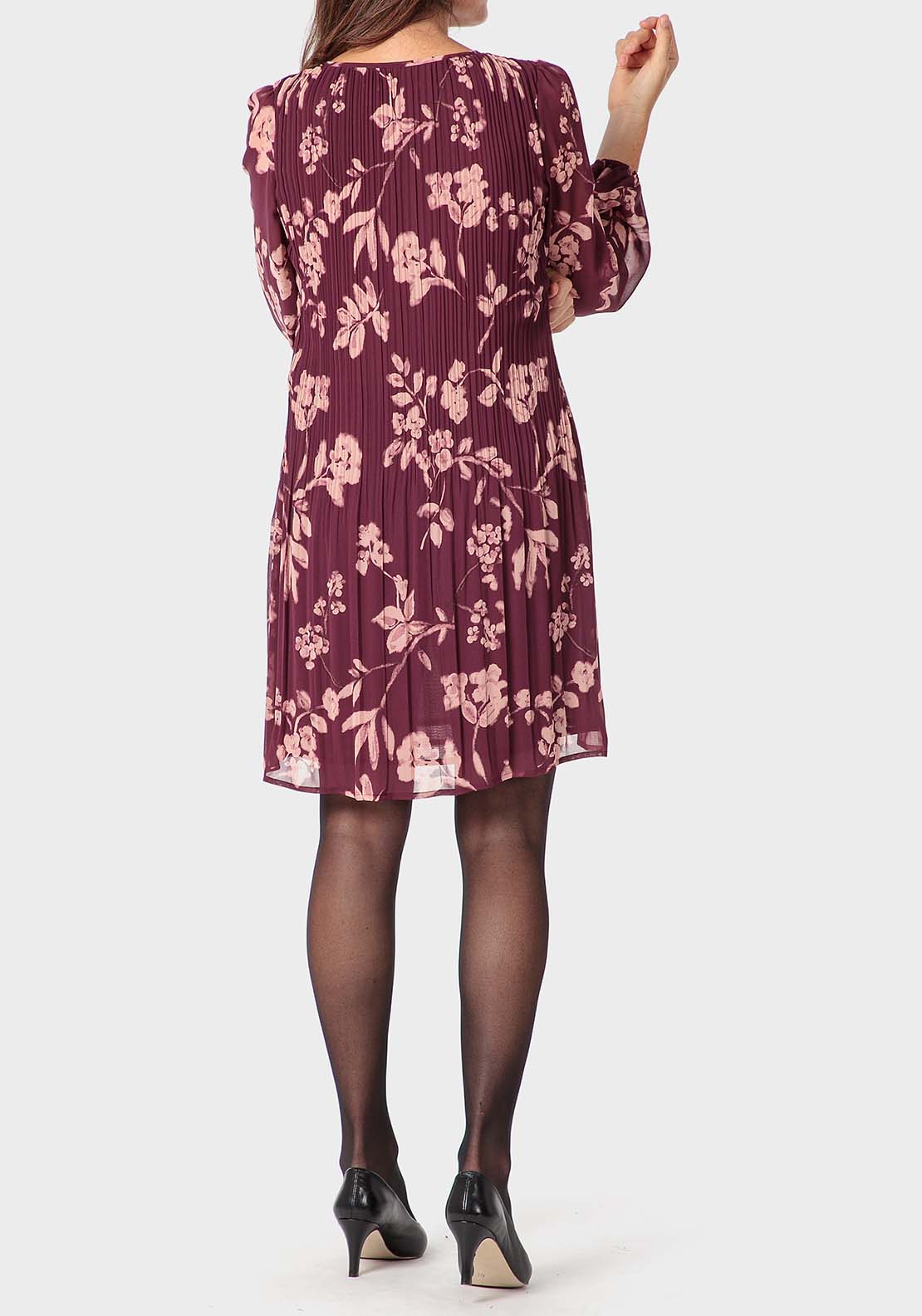 Punt Roma Pleated Printed Dress - Red 2 Shaws Department Stores