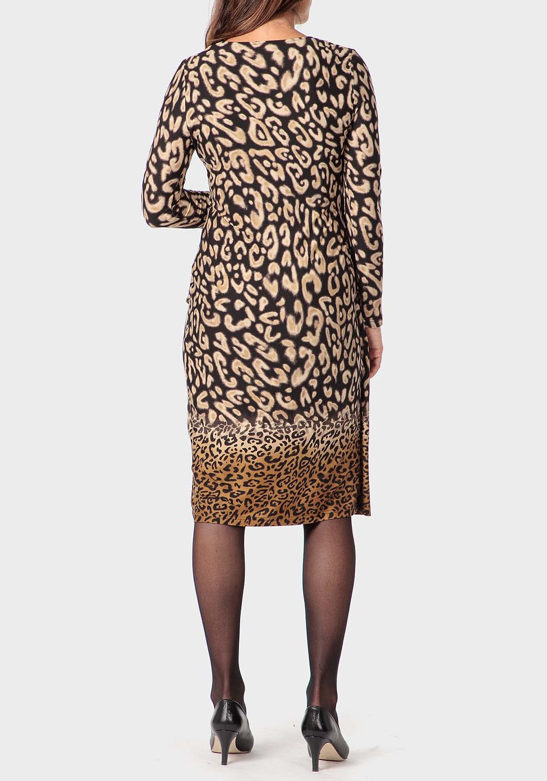 Punt Roma Animal Print Dress - Beige 2 Shaws Department Stores