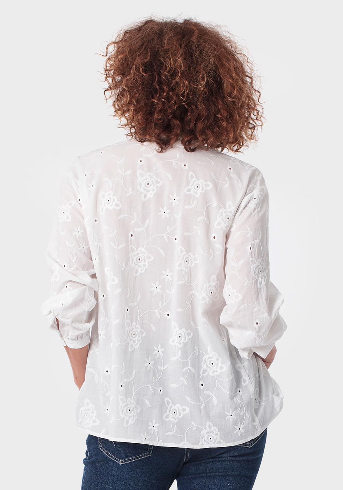Punt Roma Embroidered Shirt - White Talc 2 Shaws Department Stores