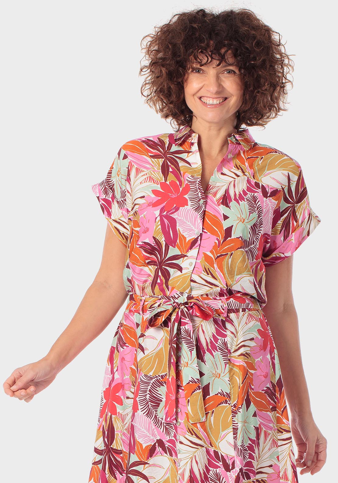 Punt Roma Floral Print Shirt - Pink Bubble Gum 1 Shaws Department Stores