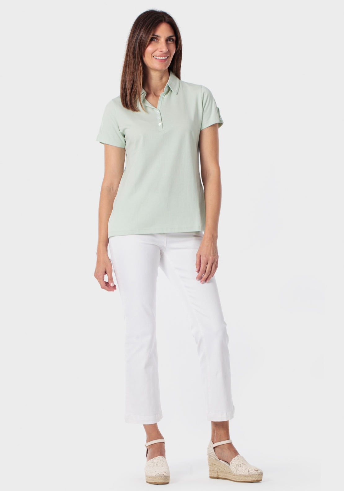 Punt Roma Short Sleeve Polo T-Shirt With Buttons - Green 3 Shaws Department Stores
