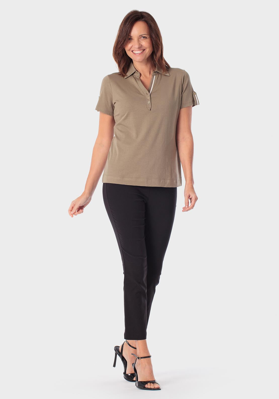 Buttoned Polo - Green Safari