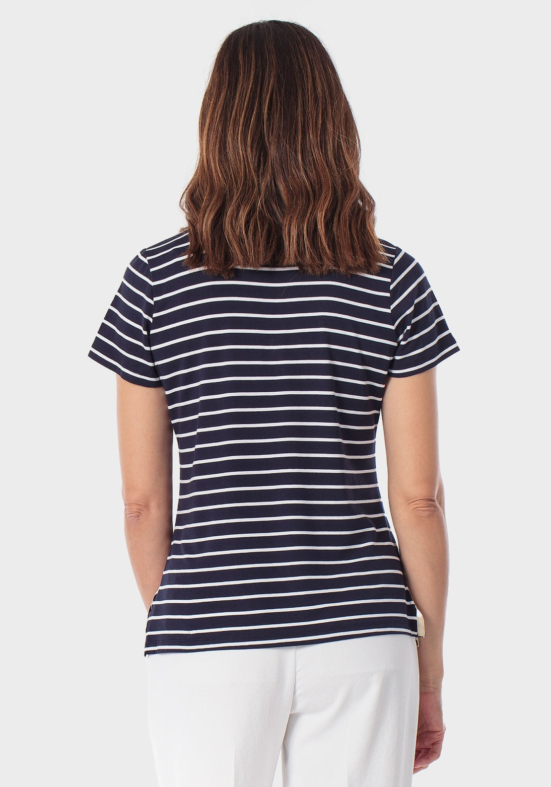 Striped Polo - Navy
