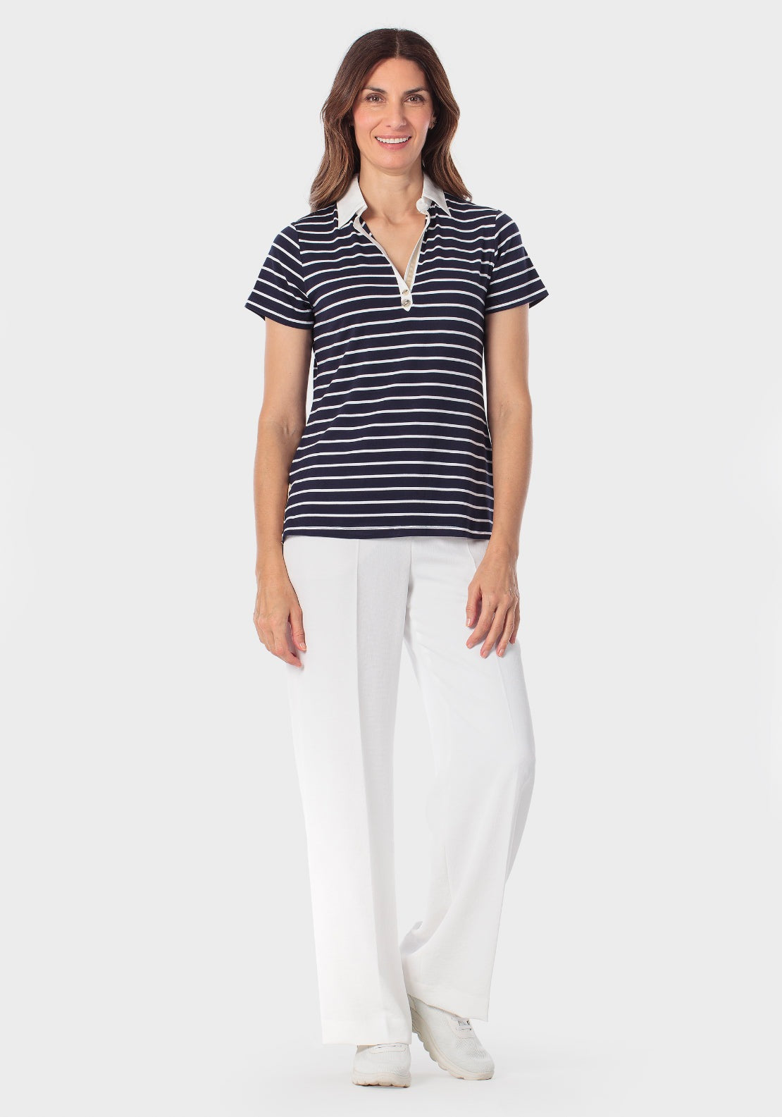 Striped Polo - Navy