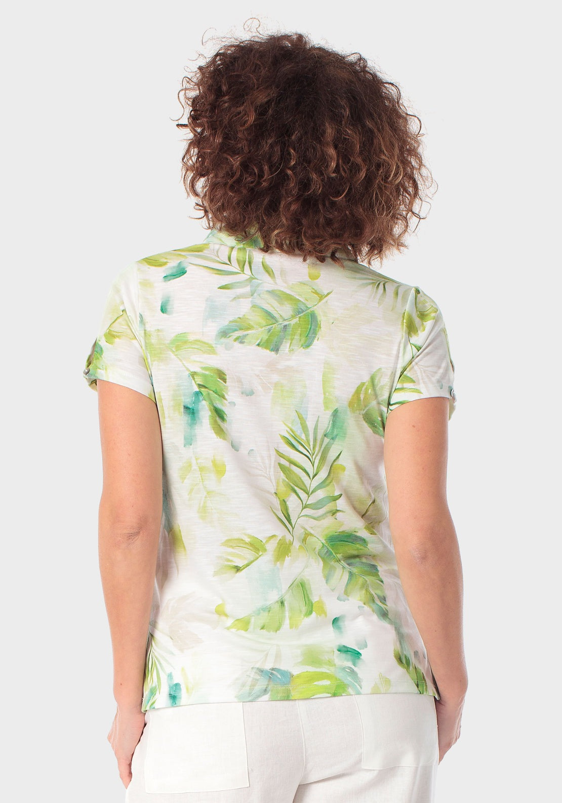 Printed Polo With Rhinestone Details - Green