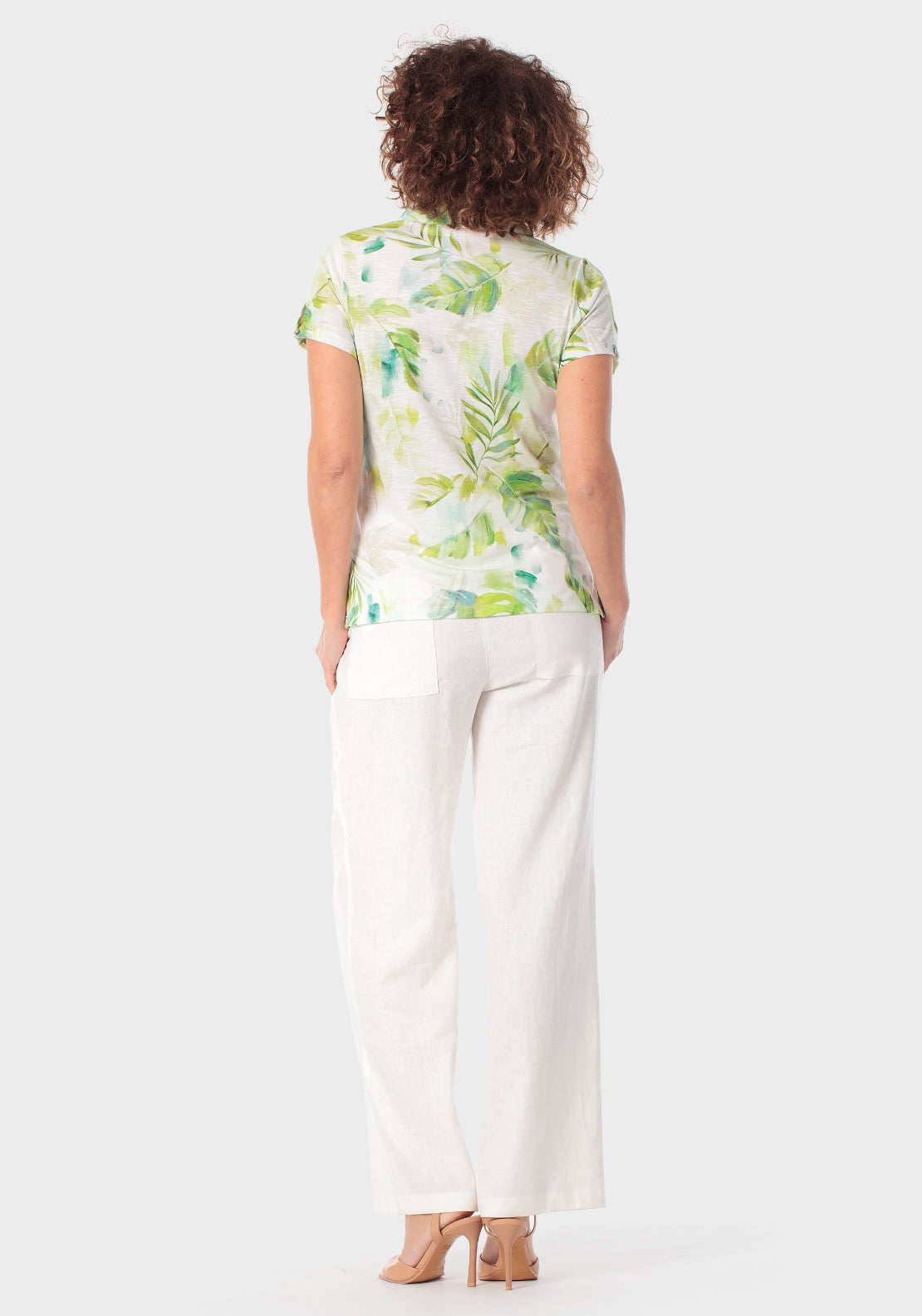 Printed Polo With Rhinestone Details - Green
