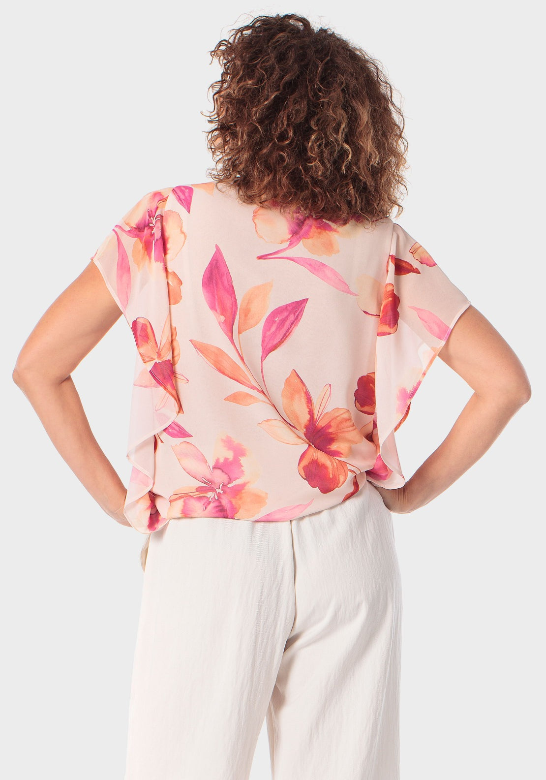 Floral Print Loose Fitting Blouse - Pink