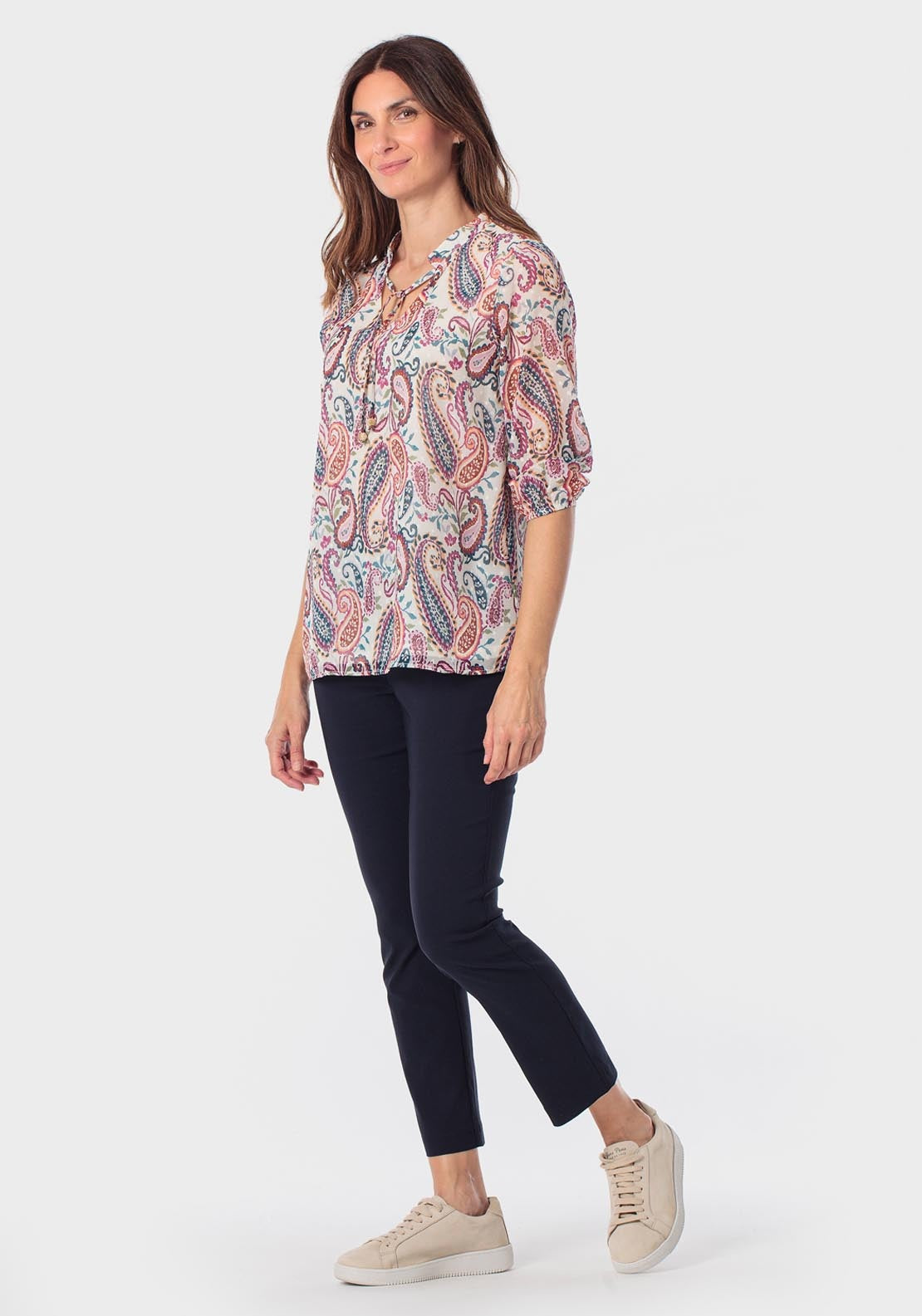 Cashmere Print Blouse - Fuchsia Bouganvilla