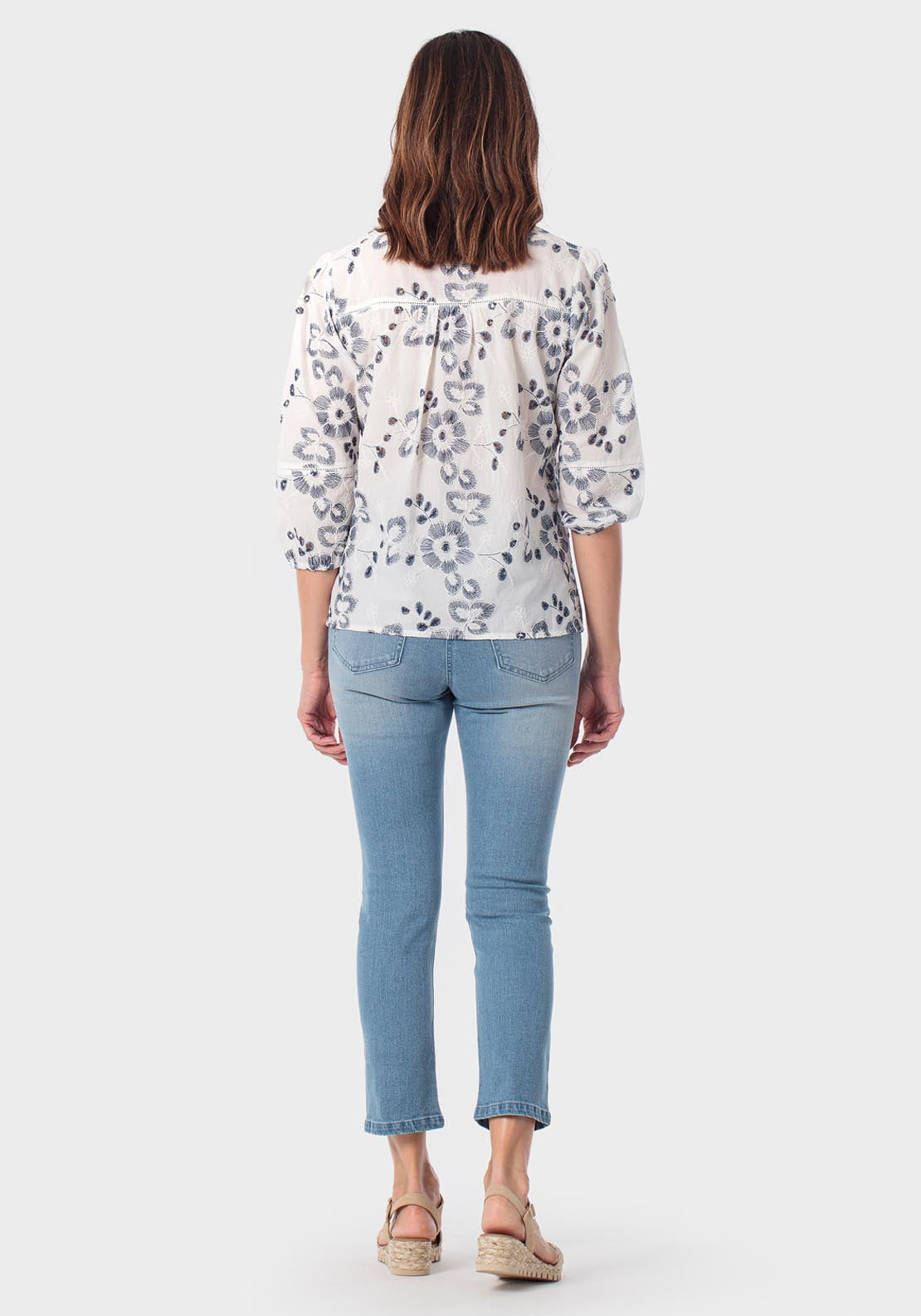 Cotton Embroidered Blouse - Blue Navy
