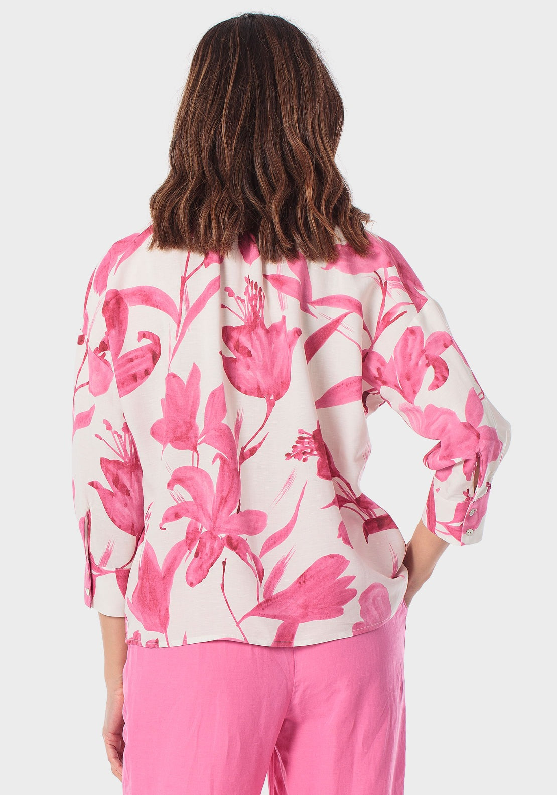 Printed Loose Fitting Blouse - Pink