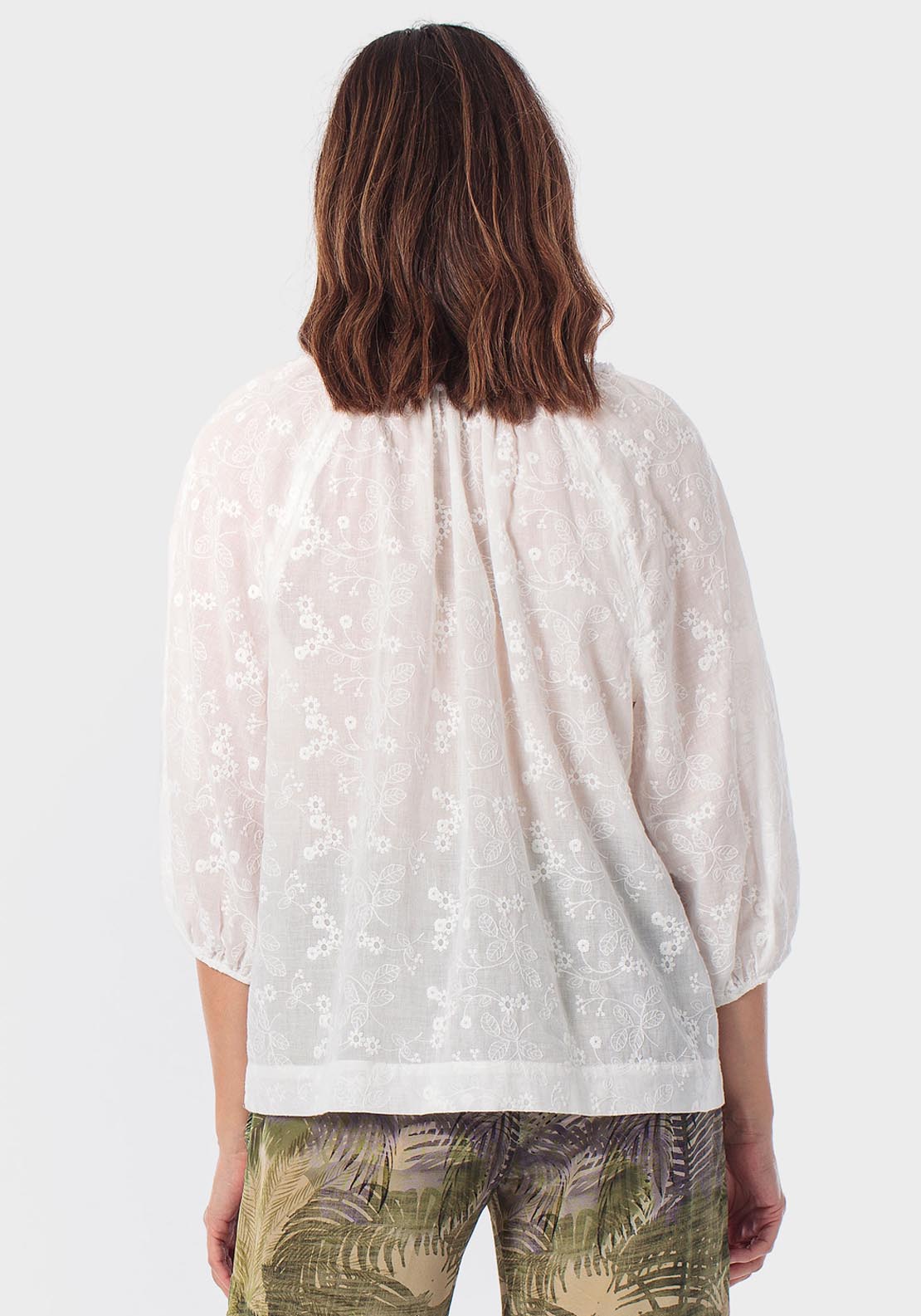 Cotton Embroidered Shirt - White Talc