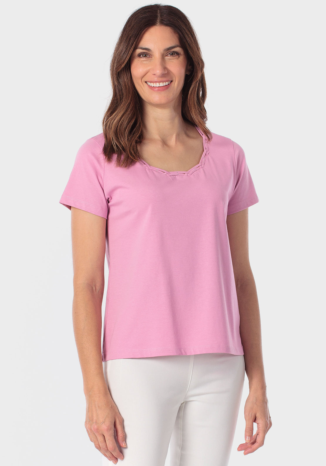 Gemstone Neck T-Shirt - Pink