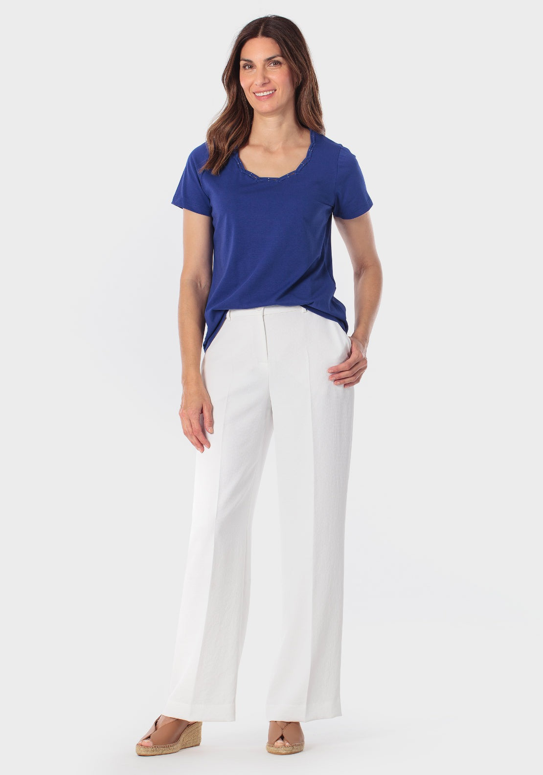 Gemstone Neck T-Shirt - Blue