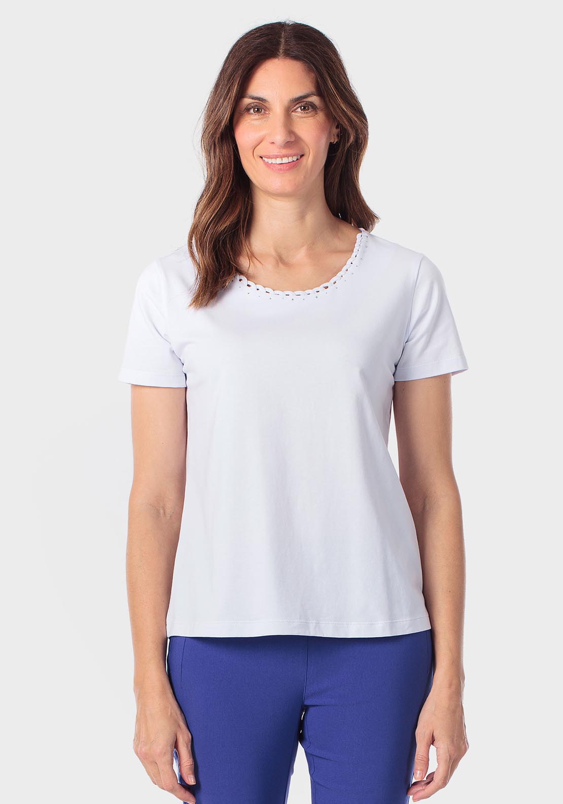 Basic T-Shirt With Gemstones - White