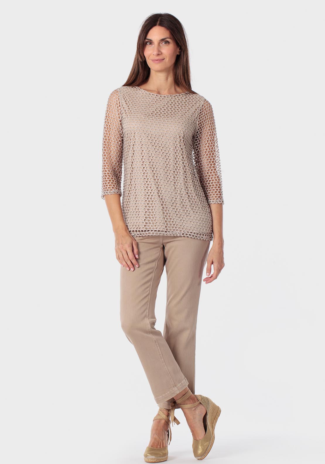 Mesh T-Shirt - Beige