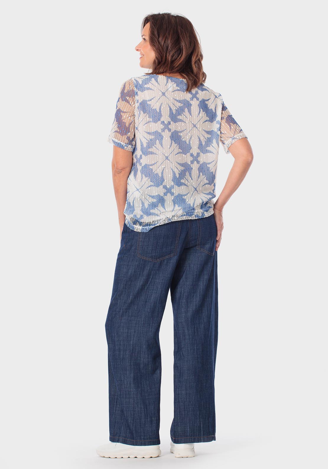 Mesh Printed T-Shirt - Blue Porcelain