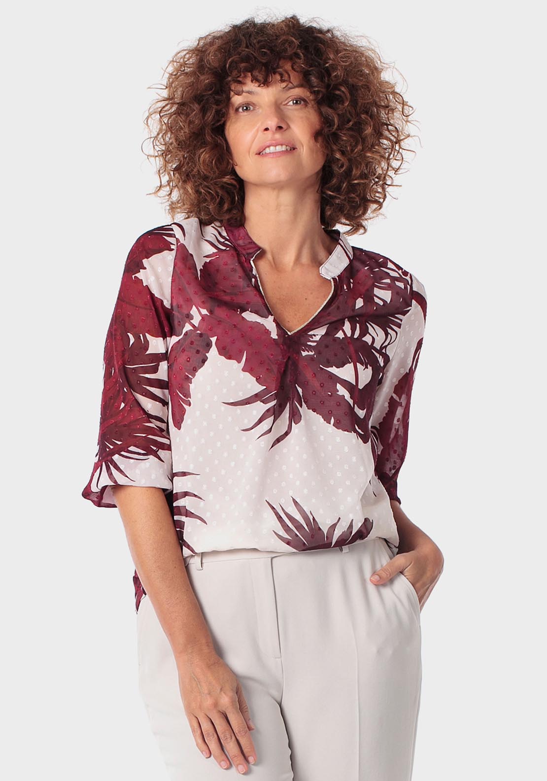 Printed Plumetti Blouse - Red
