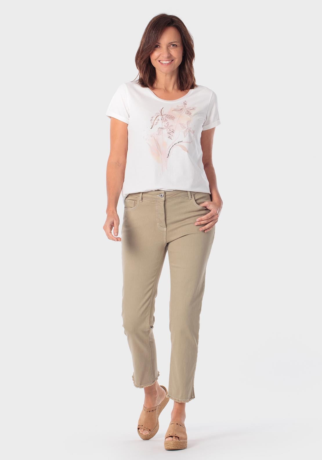 Floral Print T-Shirt - White Talc