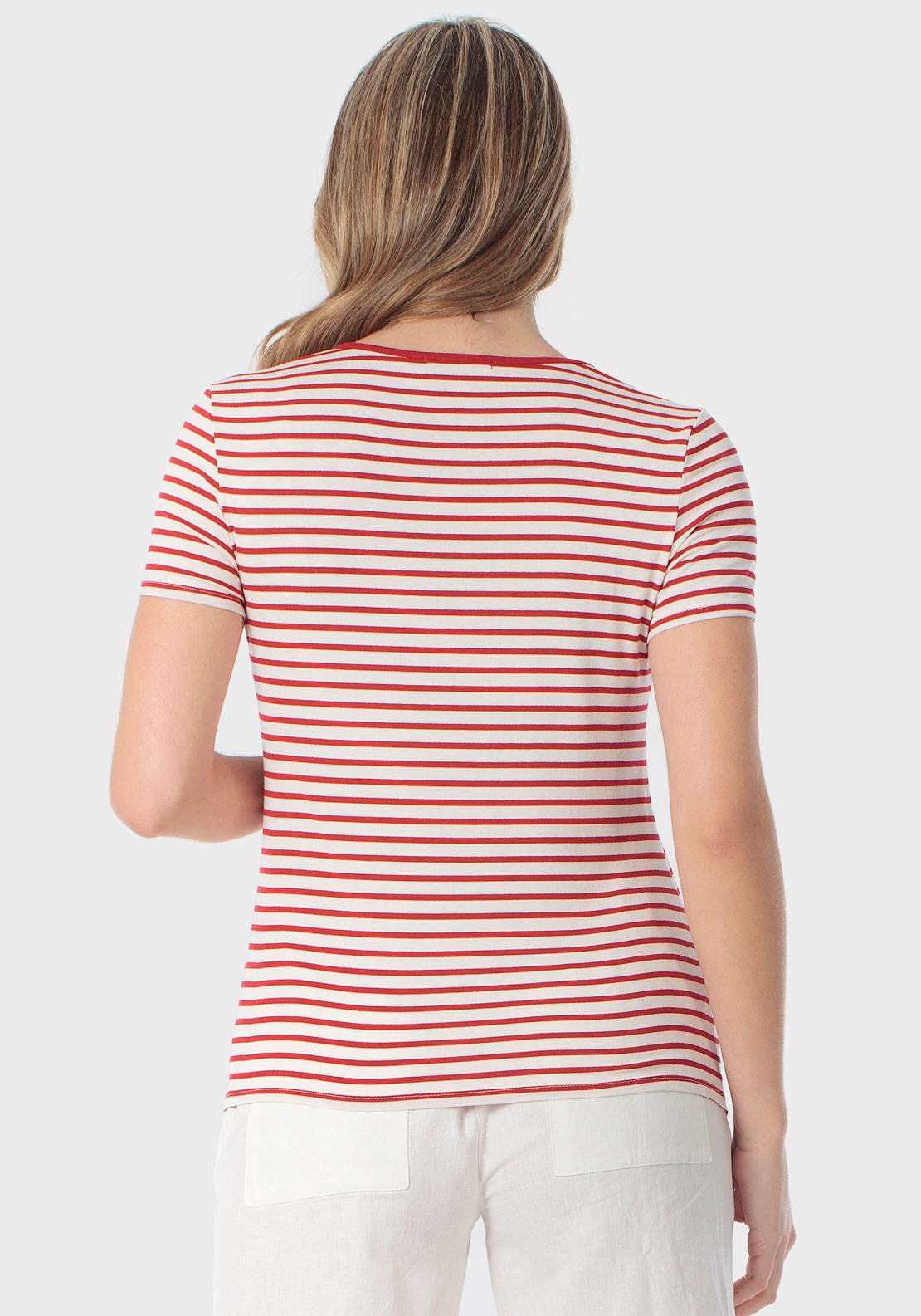 Striped T-Shirt With Gemstone Details - Red