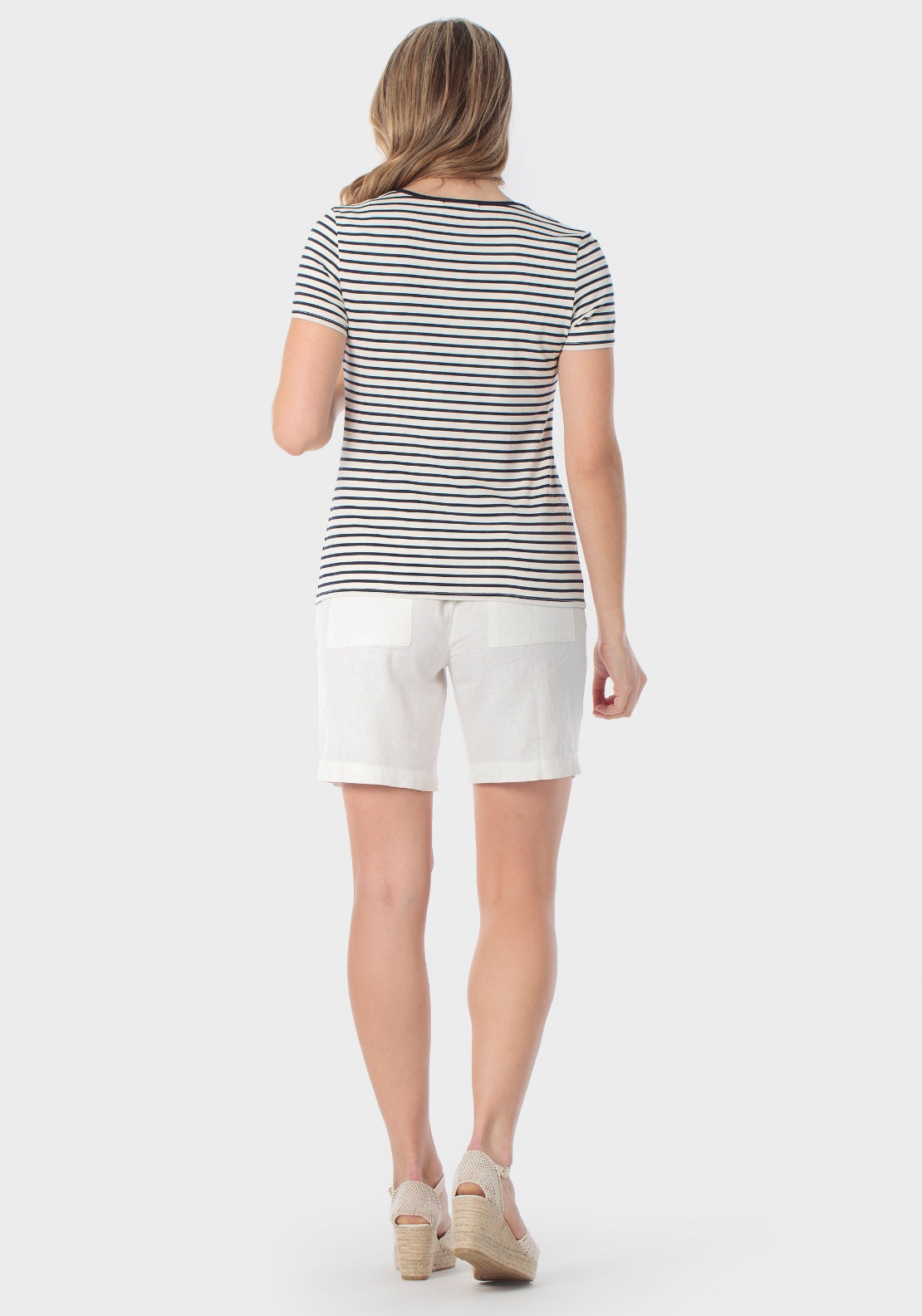 Striped T-Shirt With Gemstone Details - White
