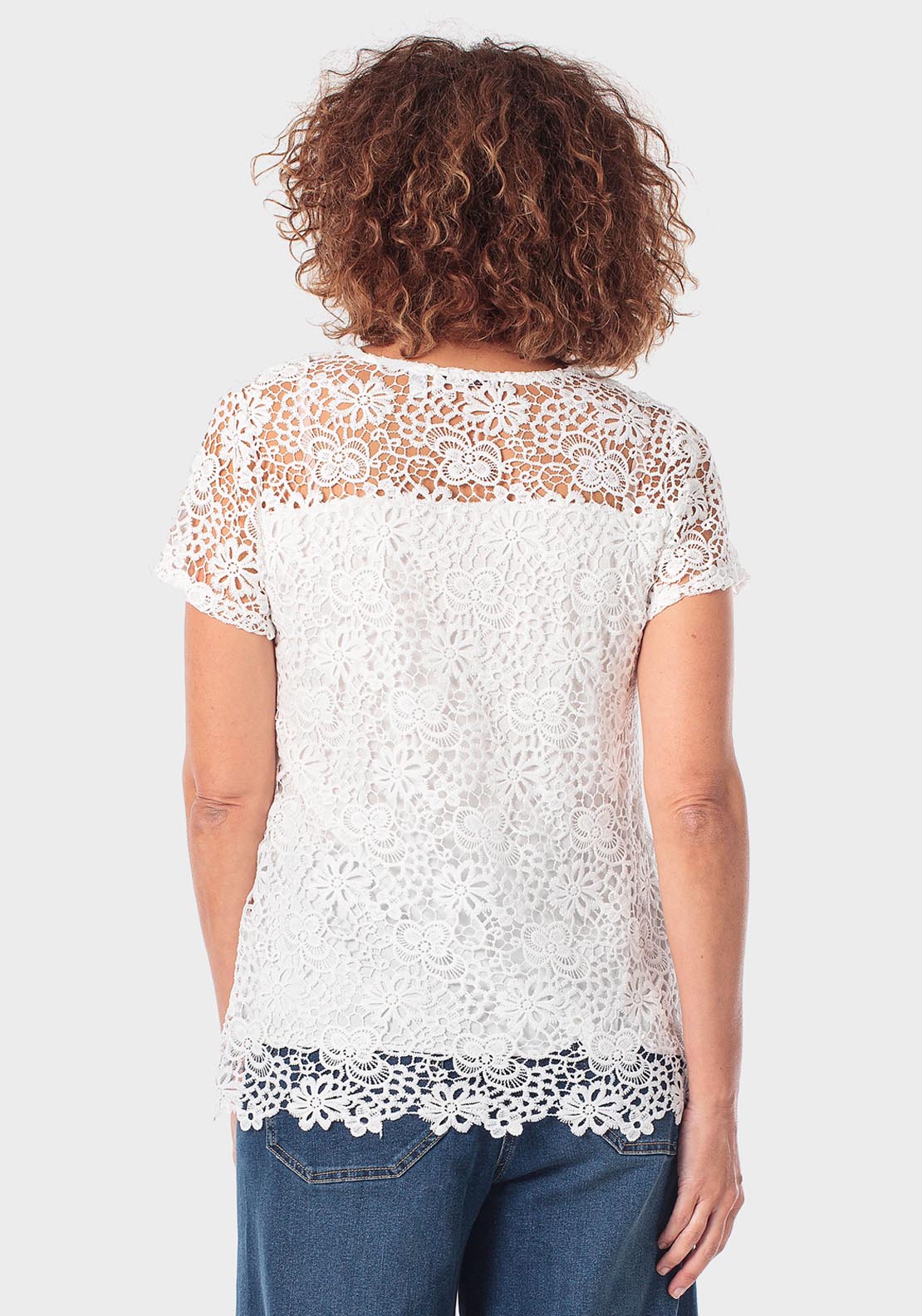 Crochet T-Shirt - White Talc