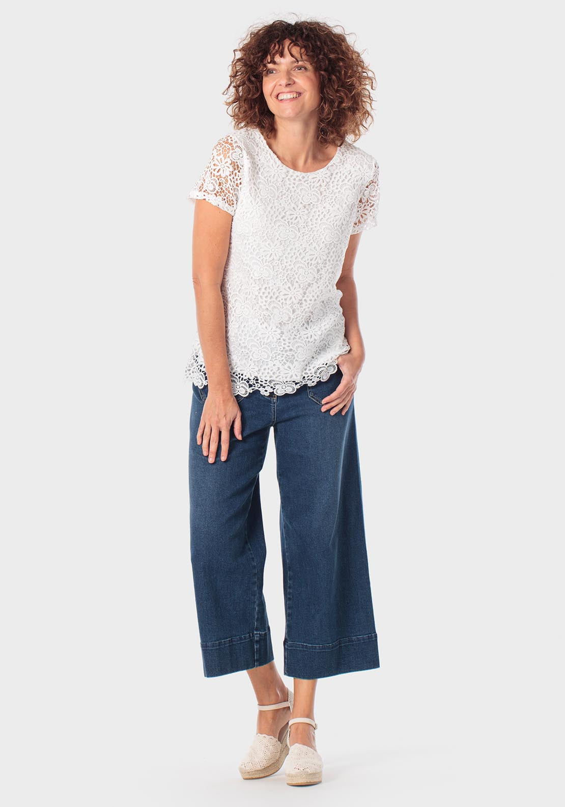 Crochet T-Shirt - White Talc