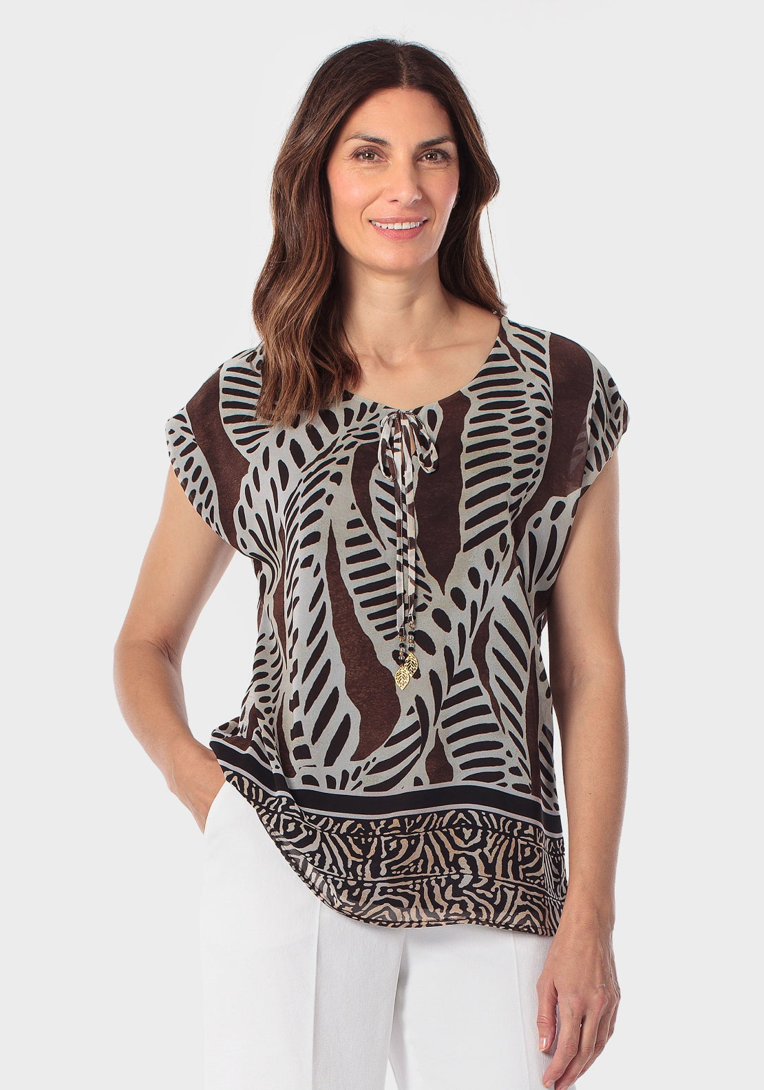 Ethnic Print Blouse - Black