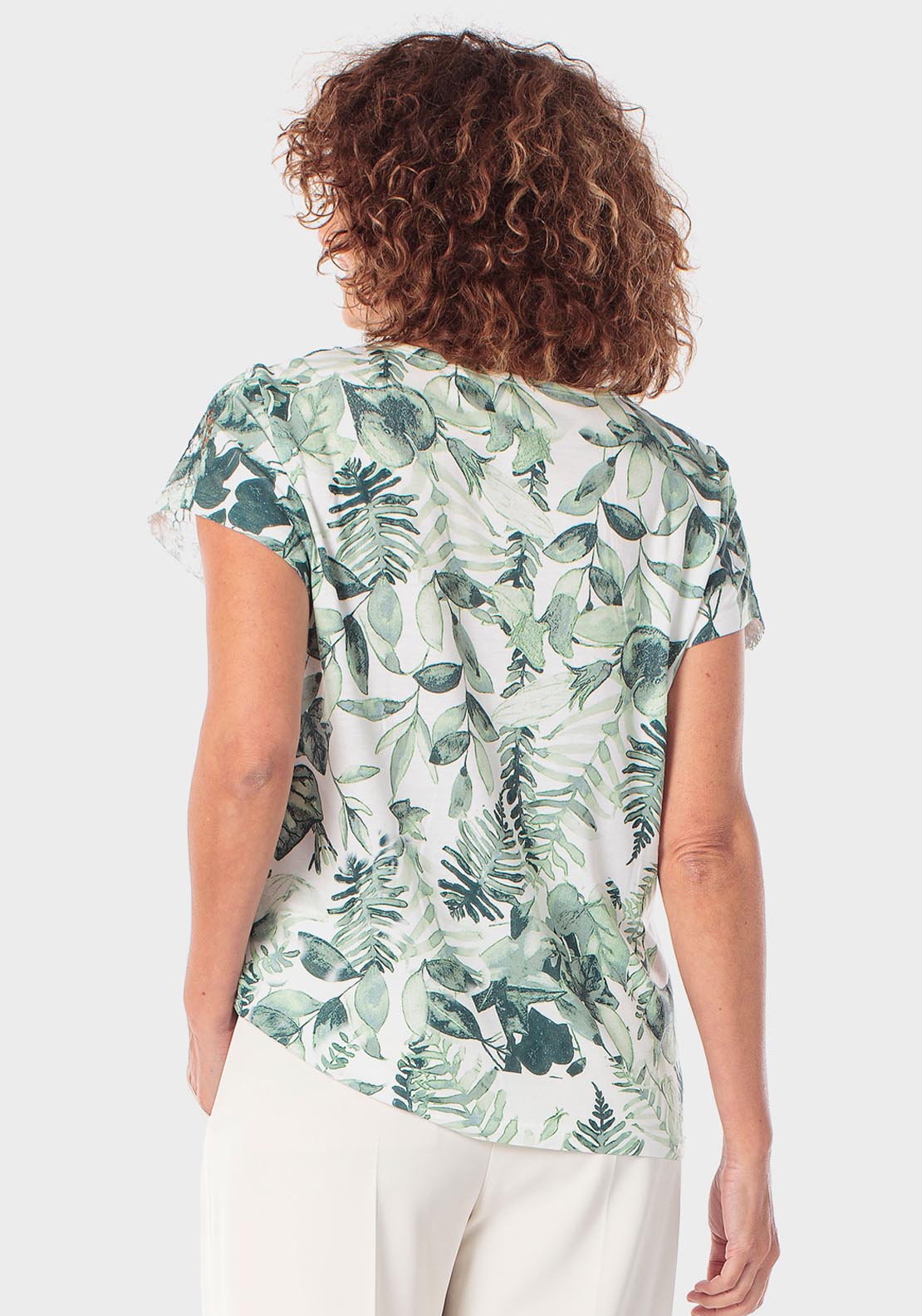 Printed Crochet T-Shirt - Green Aquamarine
