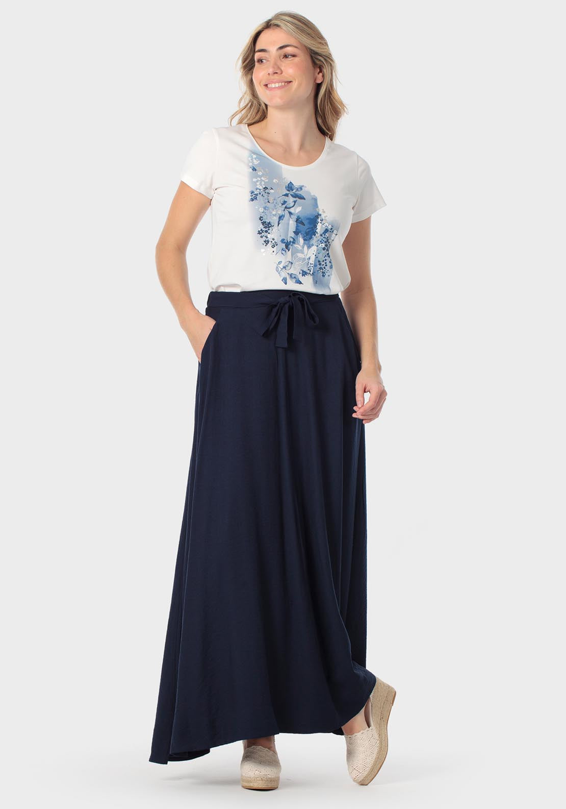Punt Roma Floral Printed T-Shirt - White 3 Shaws Department Stores