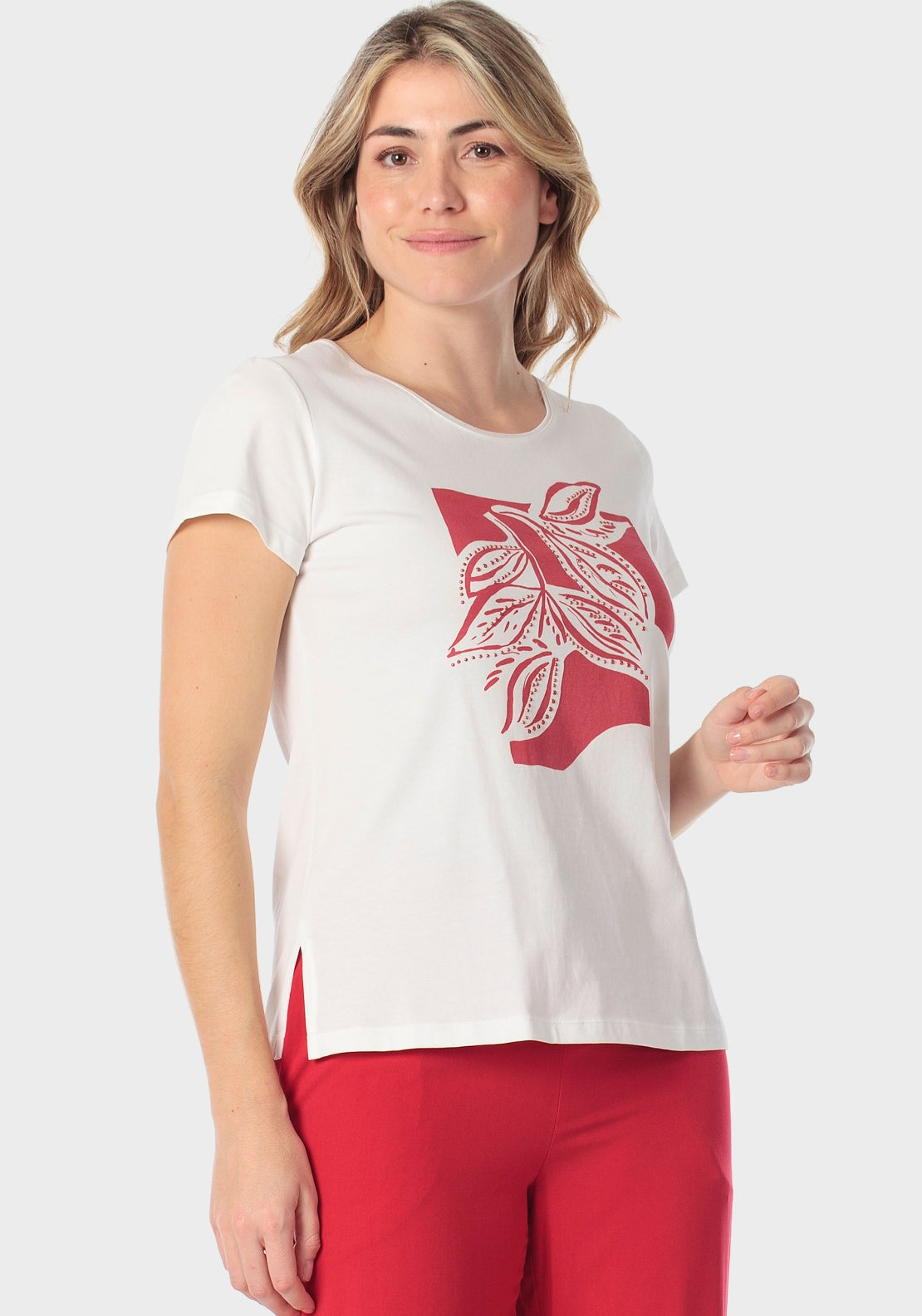 Printed Pleated Shirt - White
