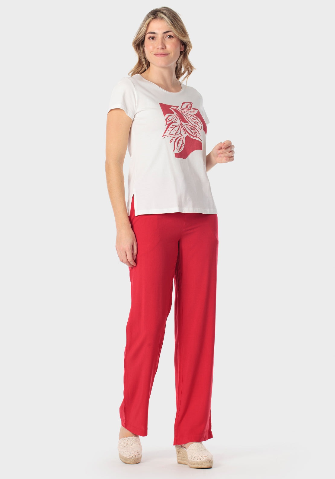 Printed Pleated Shirt - White