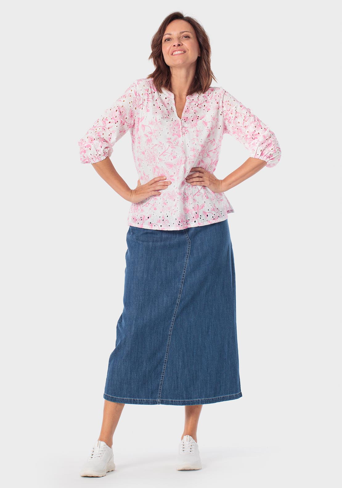 Embroidered Blouse With Matching Top - Pink Sorbet