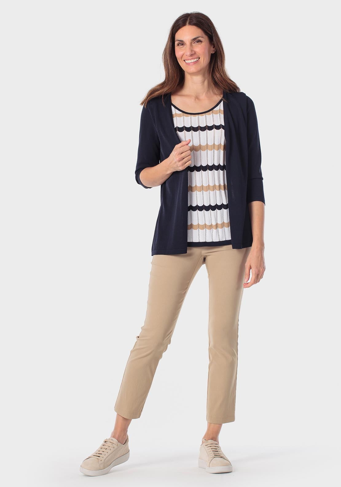 Faux Knitted Twinset - Blue Navy