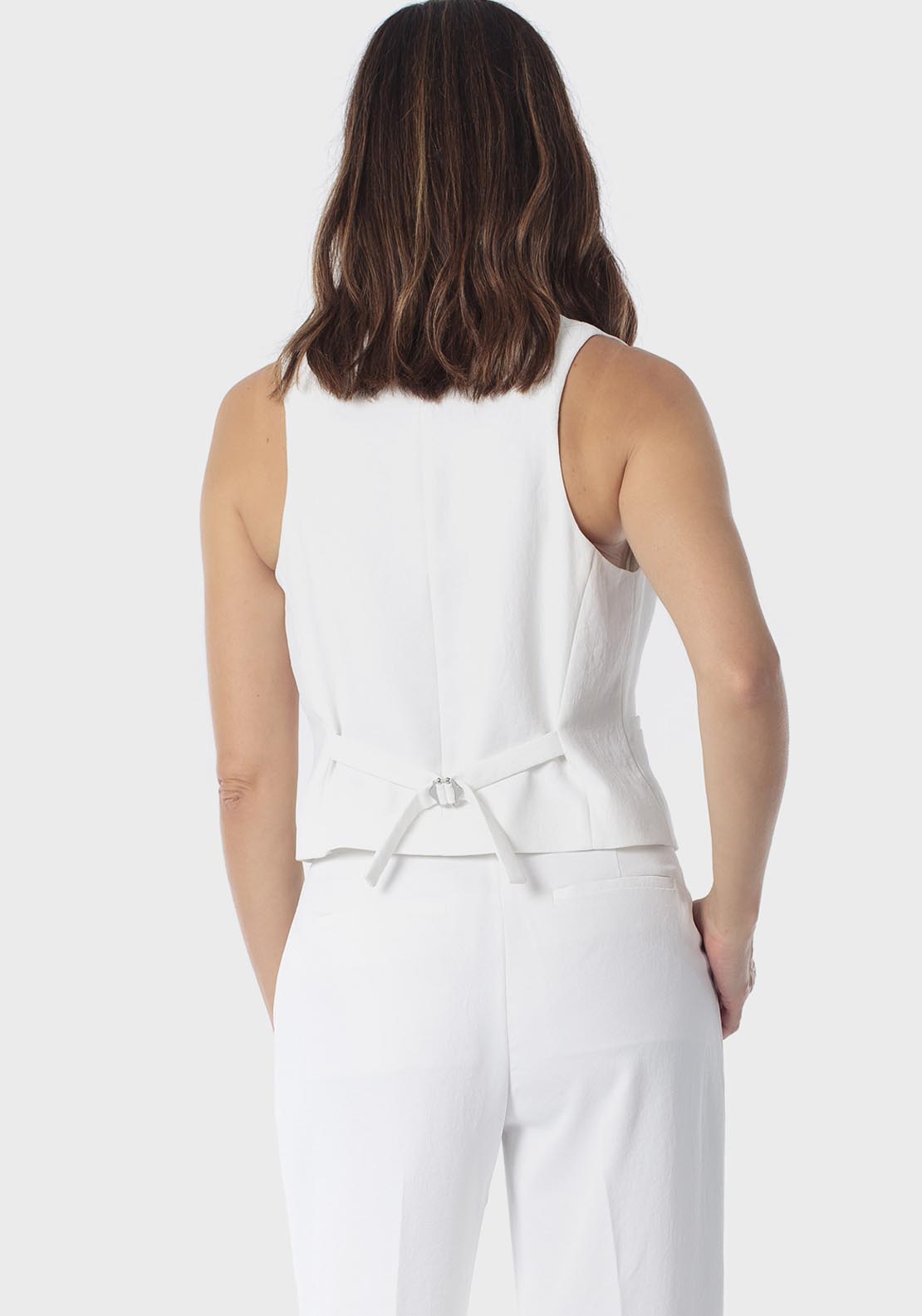 Adjustable Back Waistcoat - White Talc