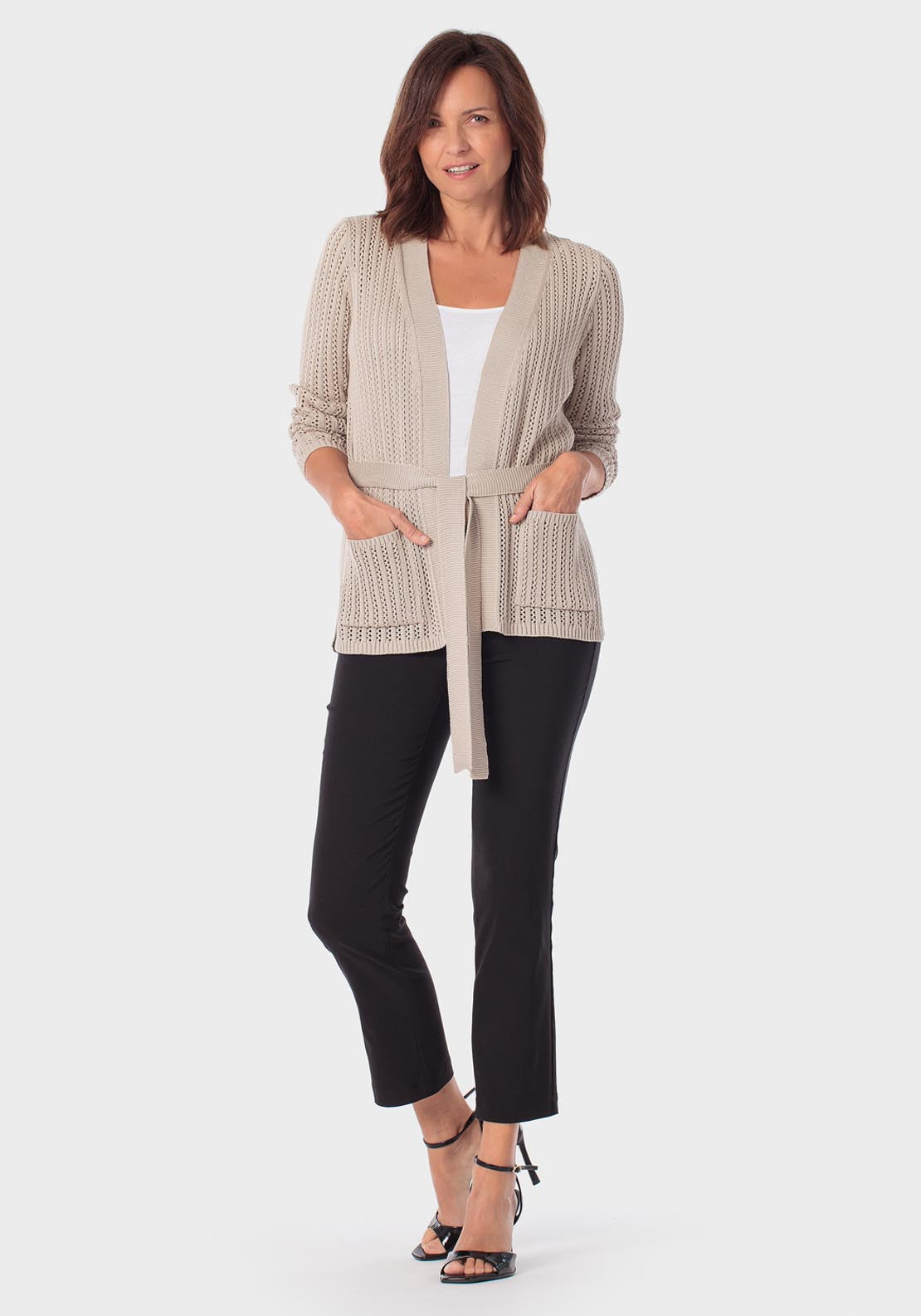 Belted Cardigan - Beige