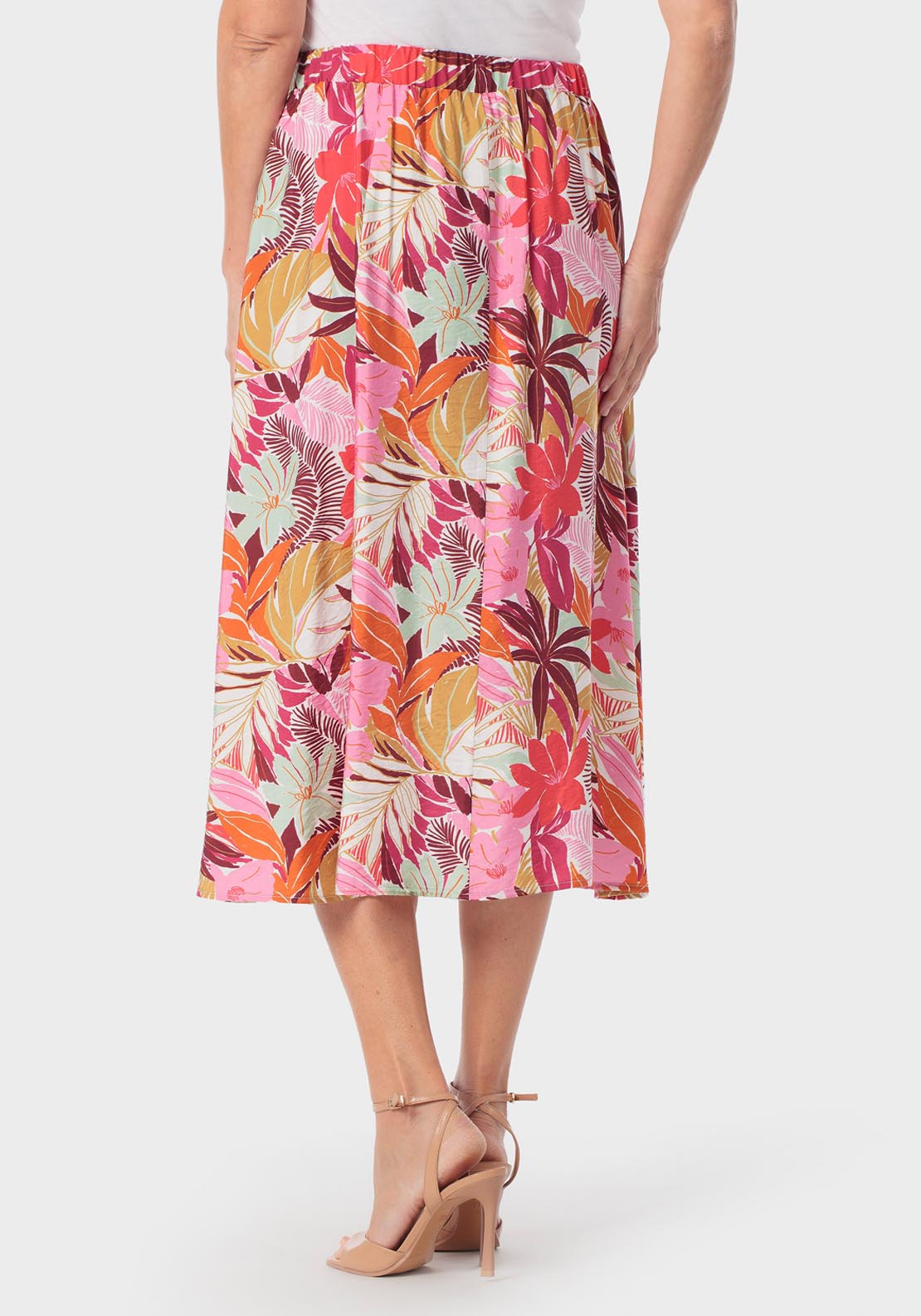Punt Roma Floral Print Skirt With Tie Details - Pink 2 Shaws Department Stores